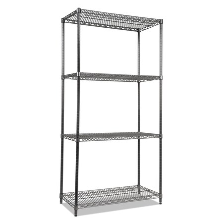 Alera Wire Shelving Unit, 18"D x 36"W x 72"H, 4 Shelves, Black Anthracite ALESW503618BA